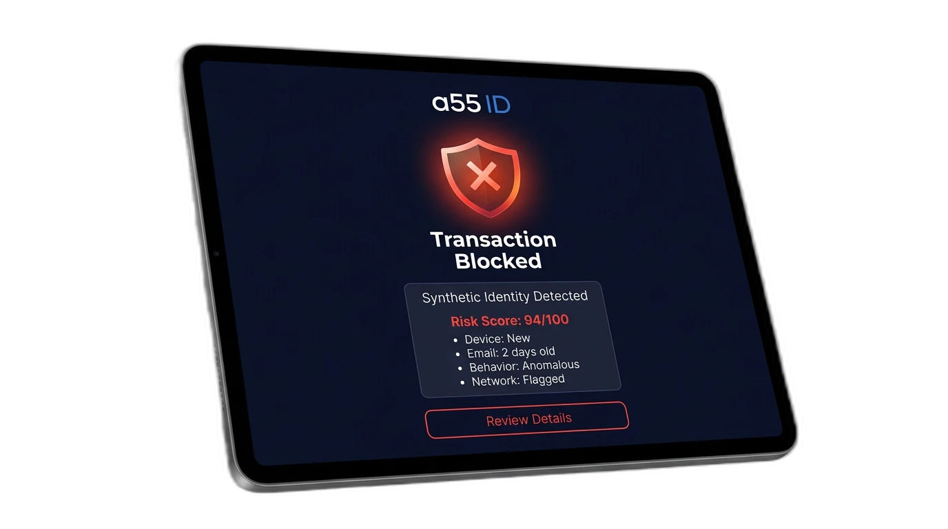 Synthetic identity blocked by a55 ID