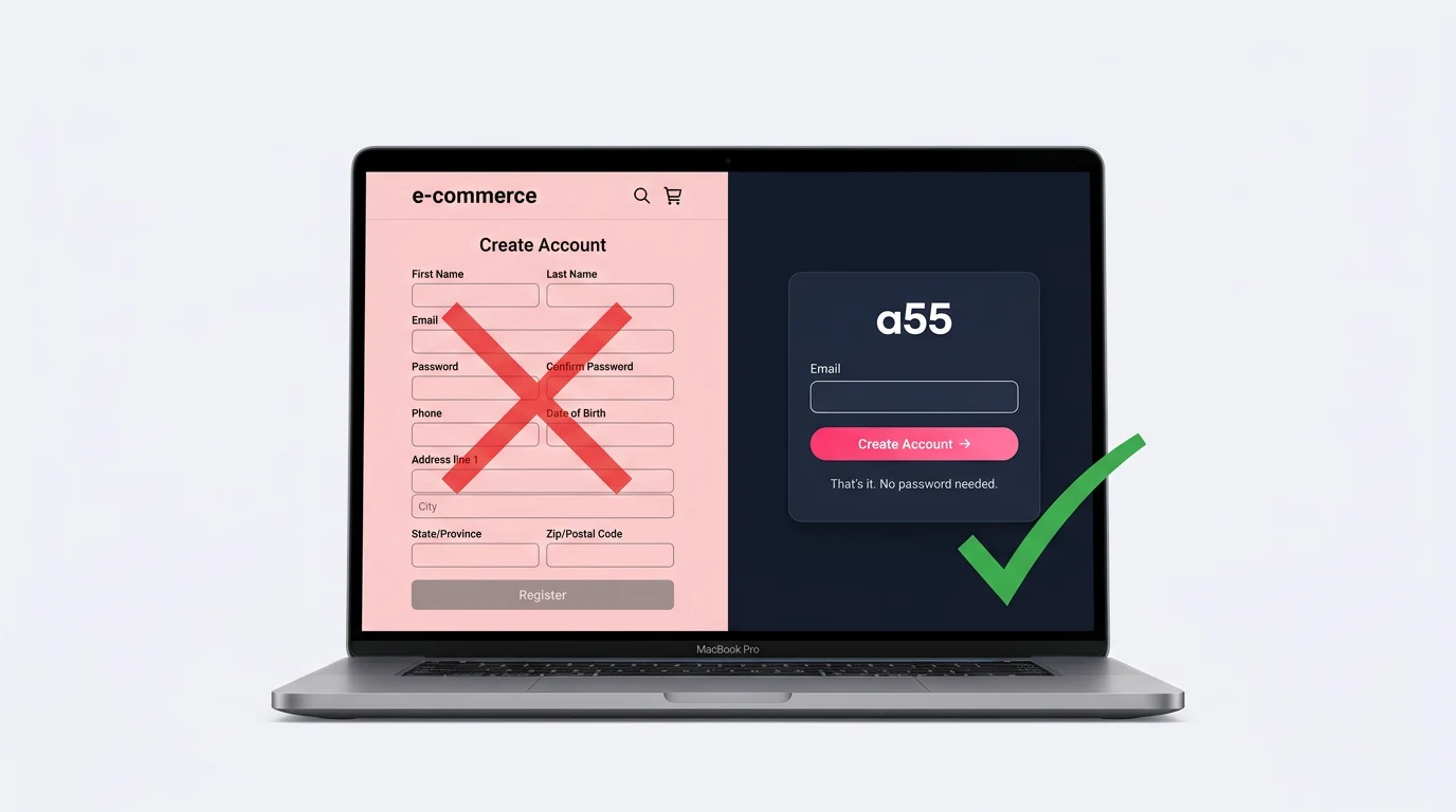 Long registration form versus one-click a55 sign up