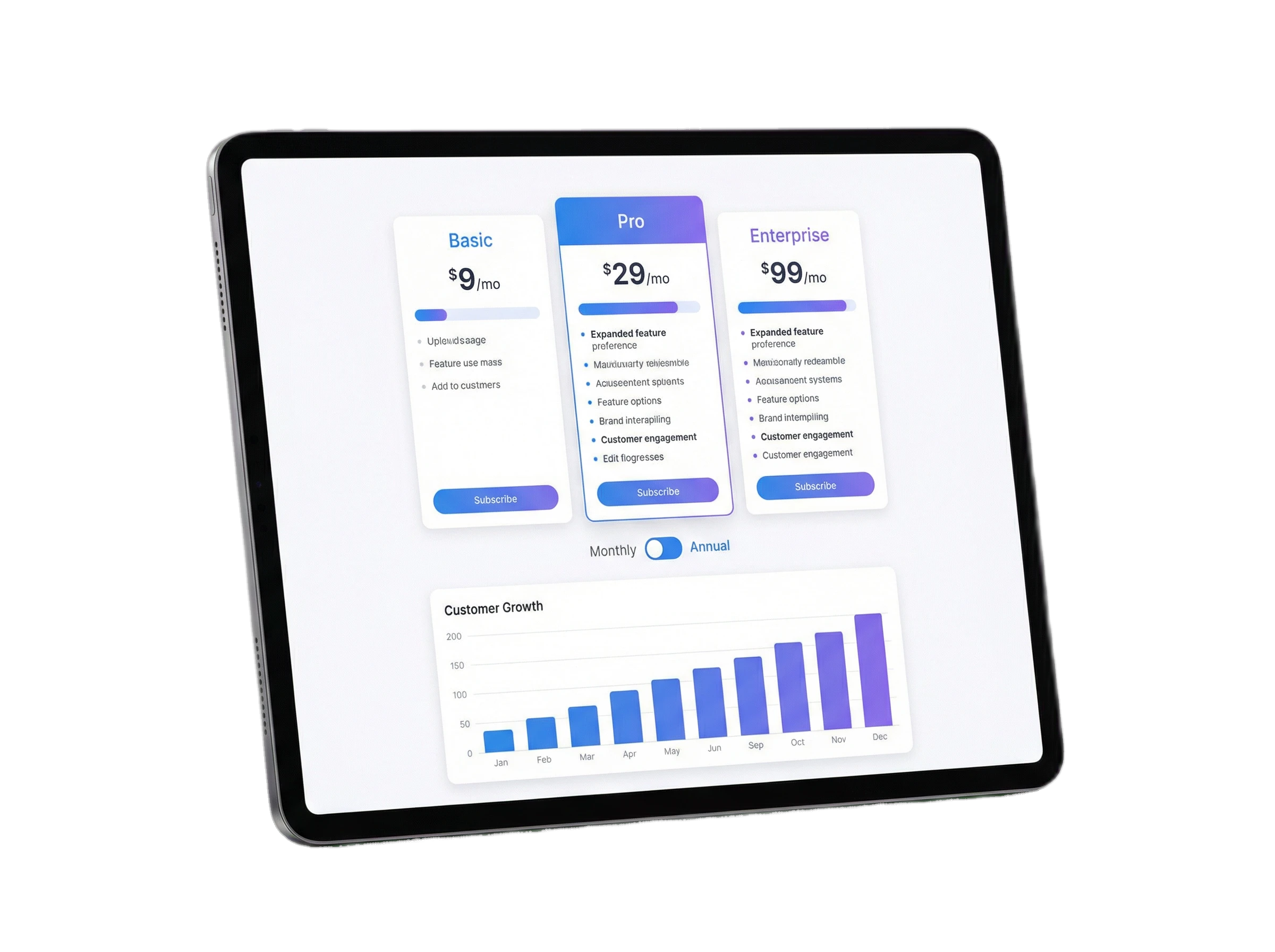 Subscription dashboard